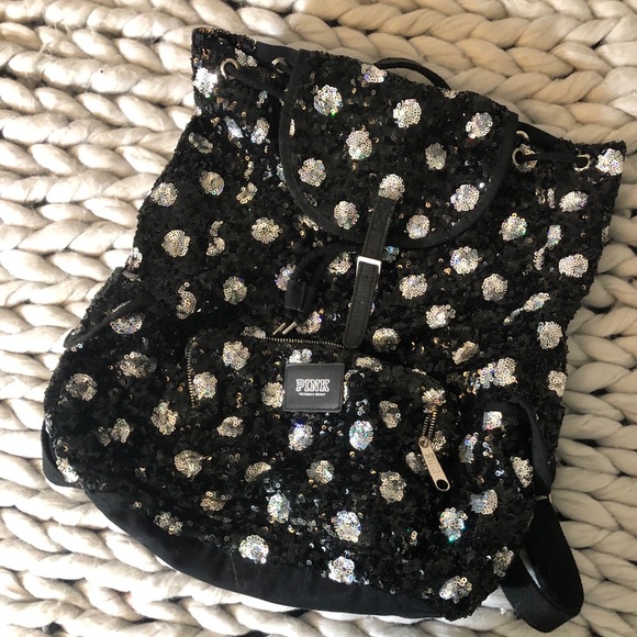 Cheetah Victoria's Secret Pink Black Sequin Bag Victoria's